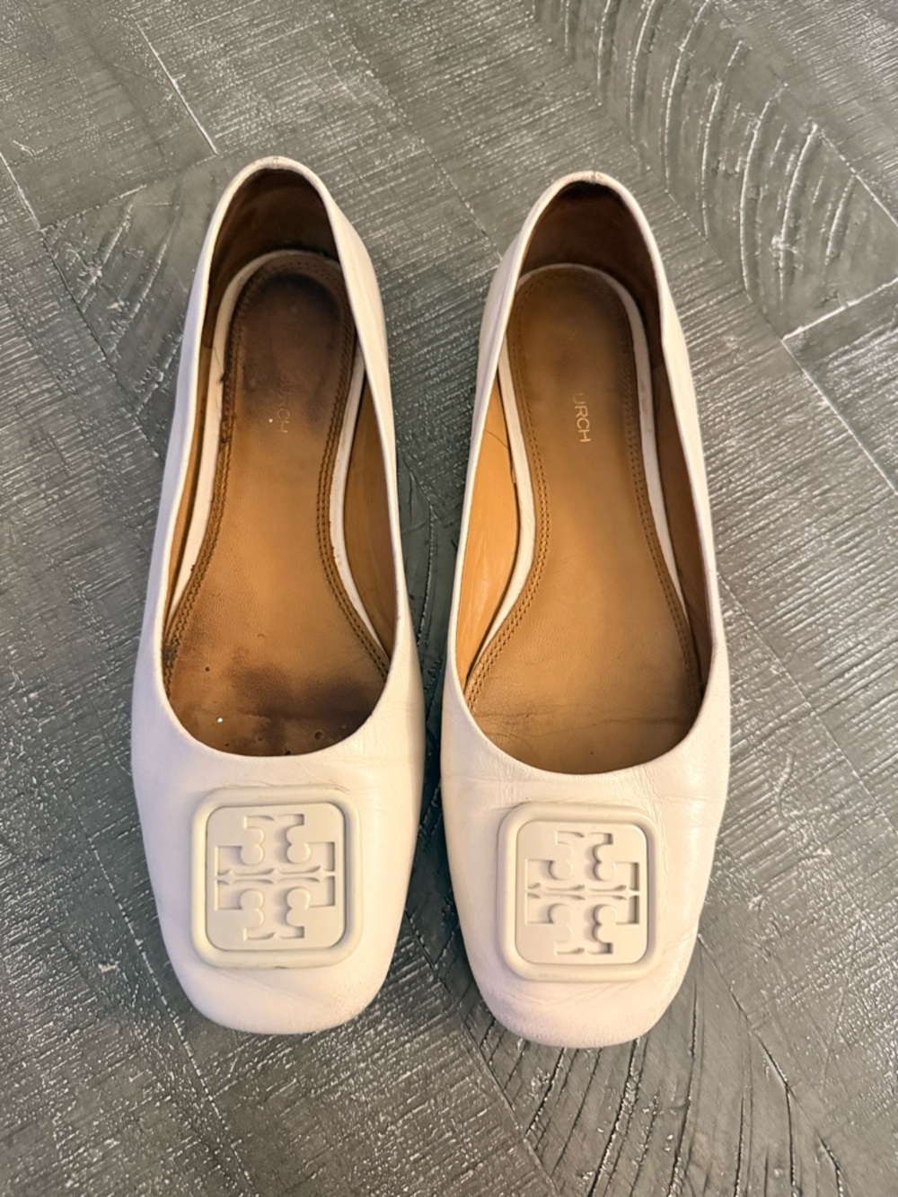 Tory Burch Georgia Ballet Wrinkle Calf Leather - Cream - SIZE 7
